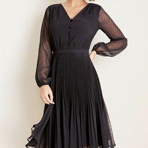 Ann Taylor Clip Dot Pleated Flare Dress 6p ,4